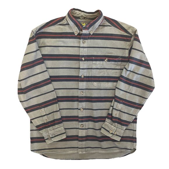Cabela's Other - Cabela's Chamois Blanket Shirt Men Gray Southwest Stripe Heavy Cabin Overshirt L